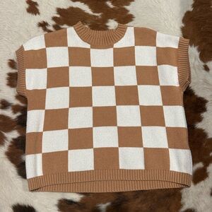 Checkered short sleeve Sweater vest